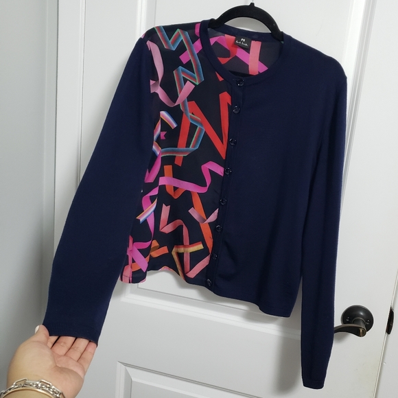 PAUL SMITH Ribbons Navy Wool Cardigan - Picture 8 of 16